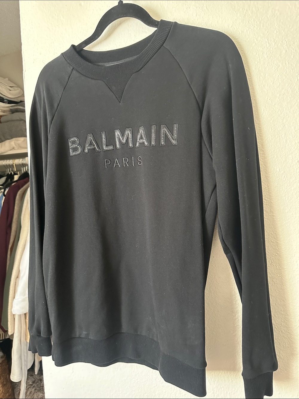 Balmain Paris Women’s Black Crewneck Logo Sweatshirt